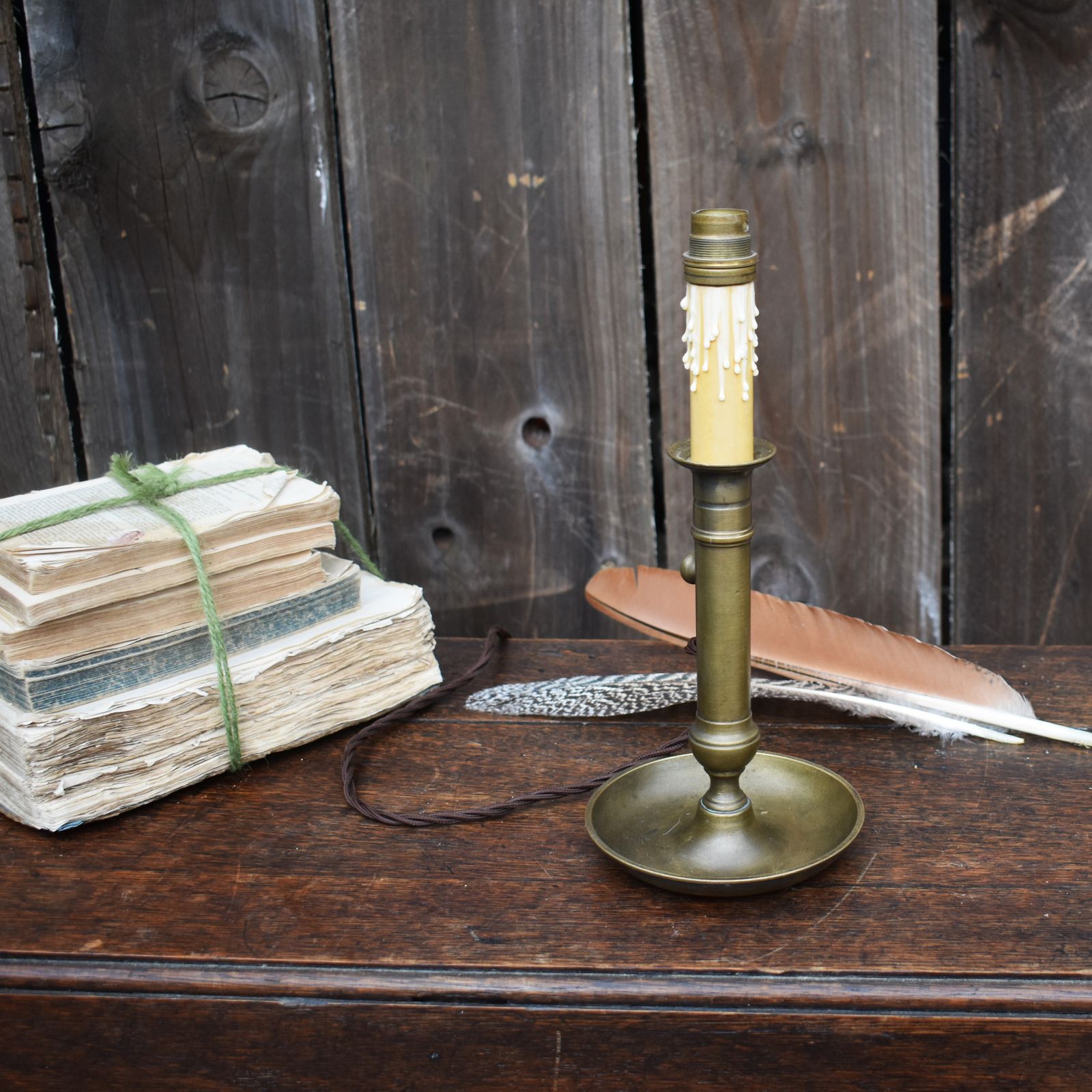 Antique Salvaged Victorian Brass Repurposed Chamberstick Converted Table Lamp