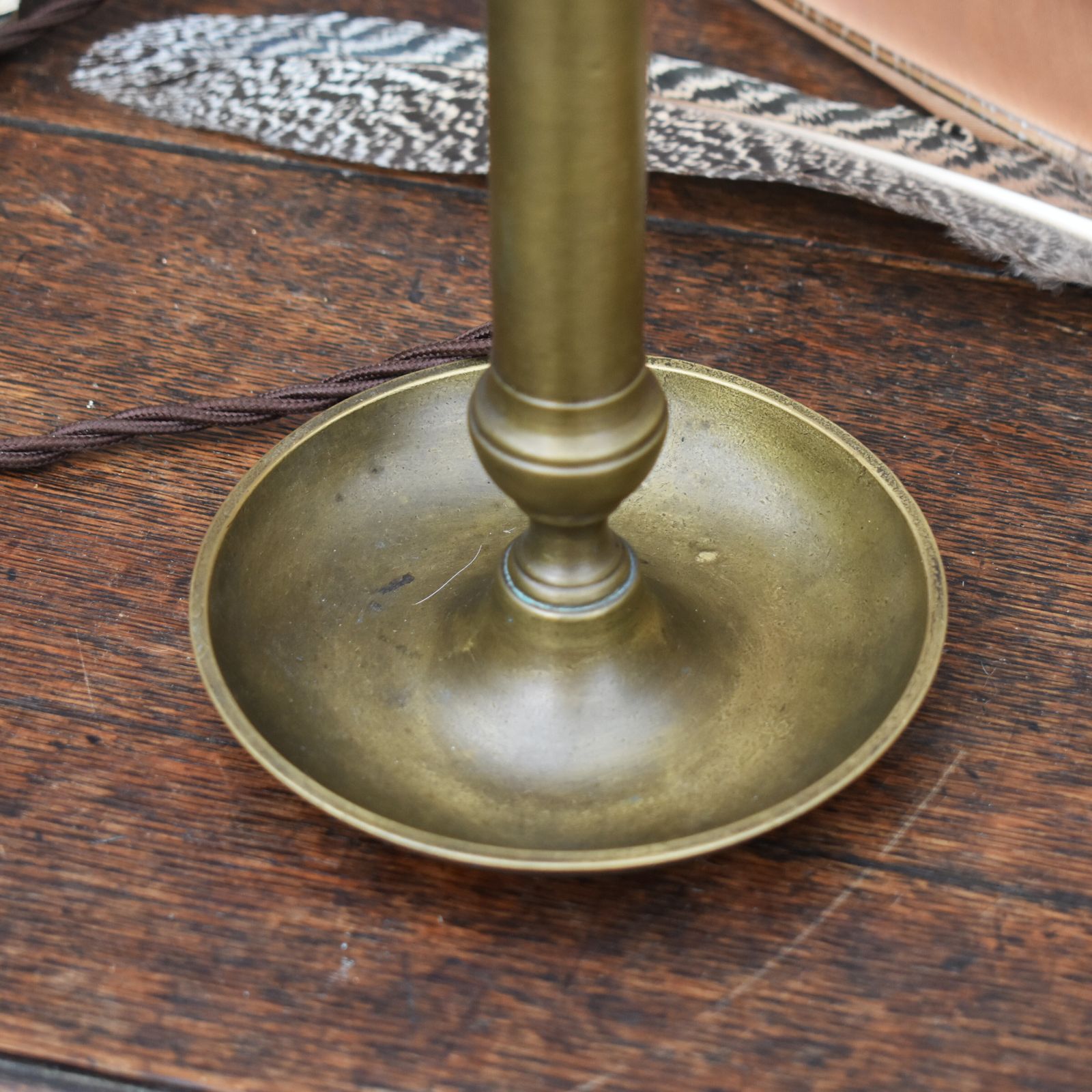 Antique Salvaged Victorian Brass Repurposed Chamberstick Converted Table Lamp photo for sale