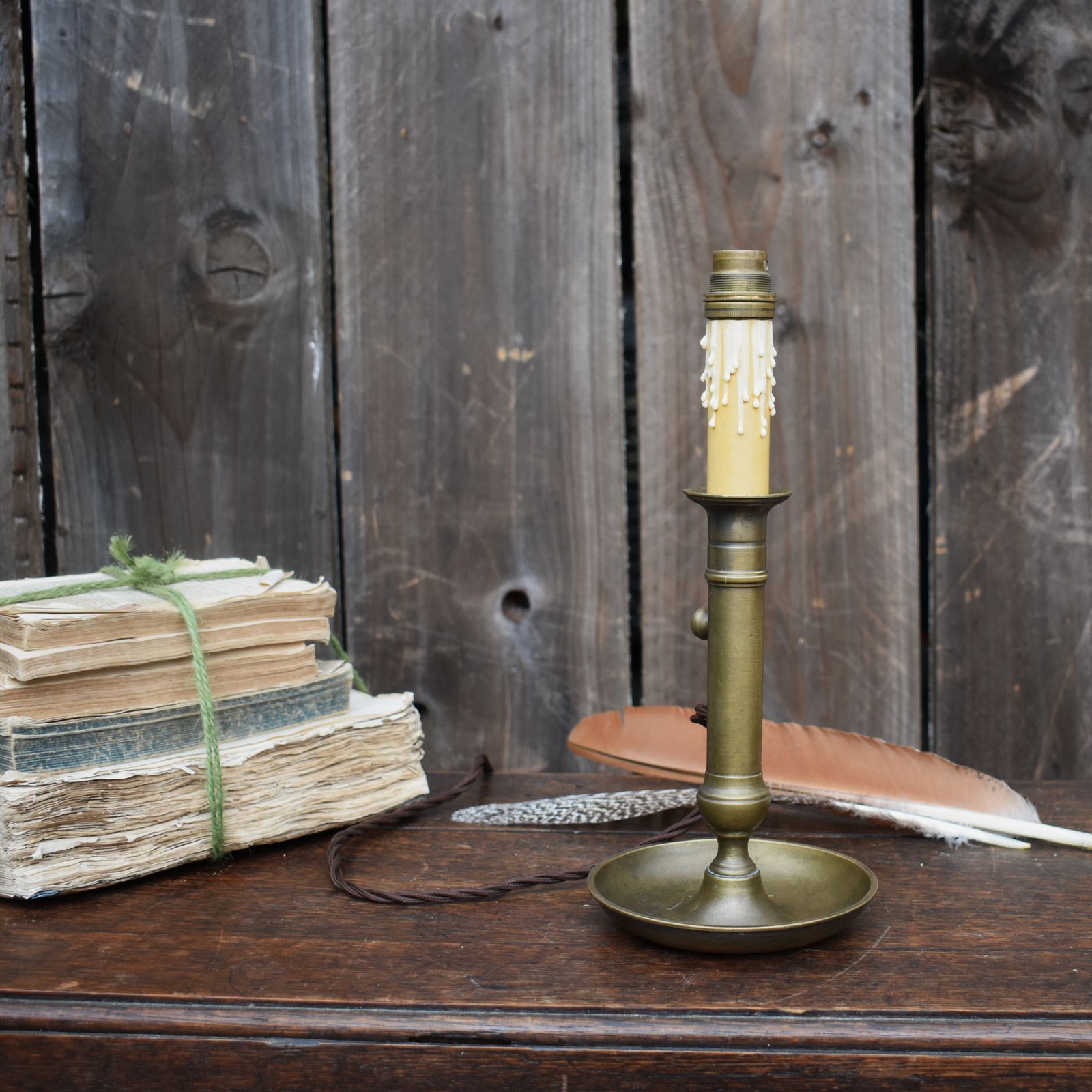 Antique Salvaged Victorian Brass Repurposed Chamberstick Converted Table Lamp photo Lighting