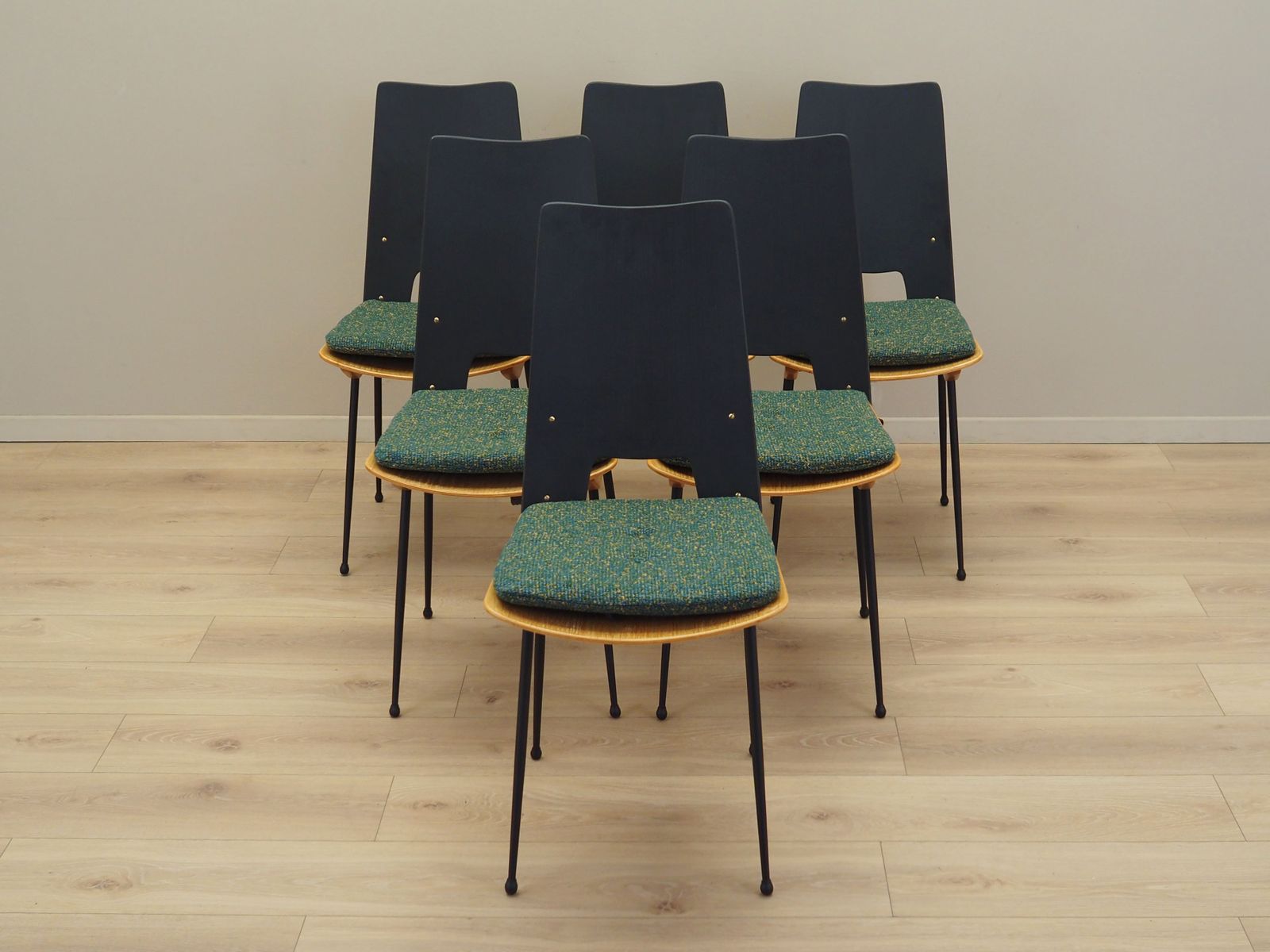 Set Of Six Chairs, Italian Design, 1950s, Designer: Carlo Ratti, Manufacturer: Legni Curva photo furniture
