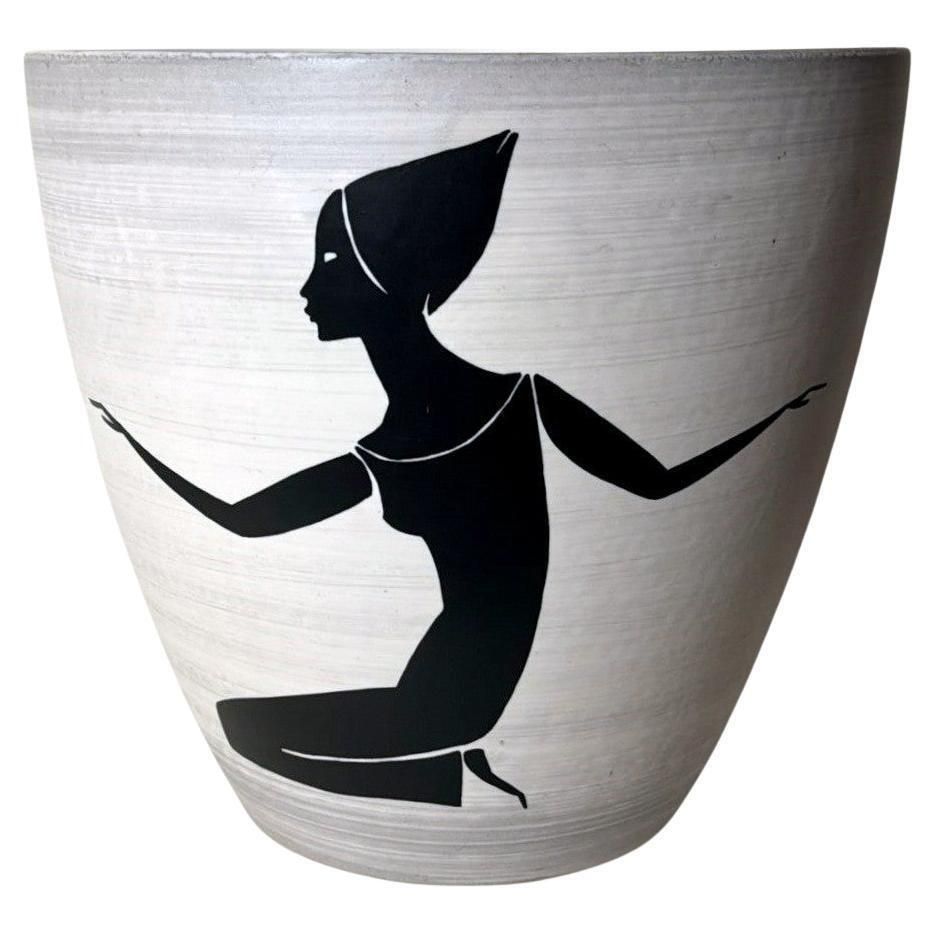 Sèvres Paul Milet  Modernist French Cachepot In Hand Painted Stoneware