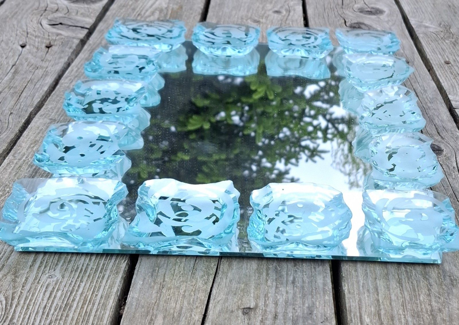 Contemporary Tim Carter Hand Made Acid Etched Glass Mirror Rutland photo for sale