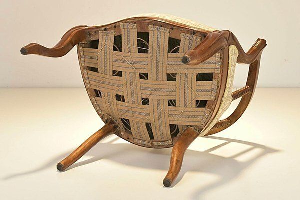 photo for sale Late Biedermeier Upholstered Walnut Armchair, Germany, 1870s