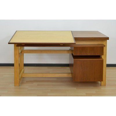 Vintage Brown Wooden Desk, Switzerland photo for sale