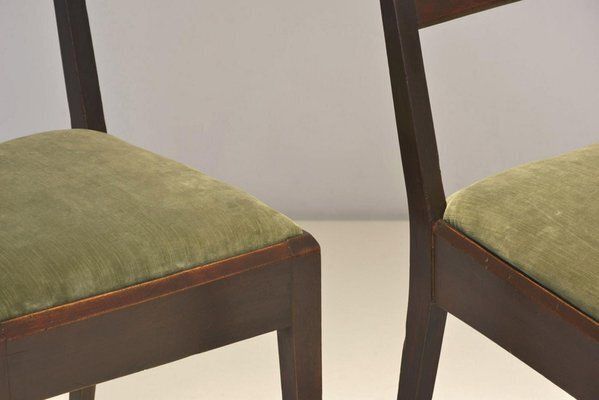 Cubist Dining Chairs In Stained Alder Wood, Germany, 1925, Set Of 2 photo vintage