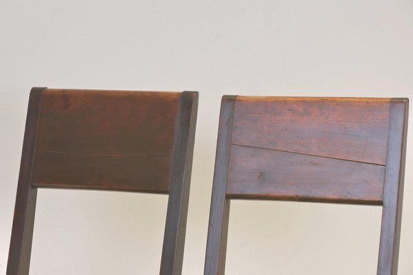 photo vintage Cubist Dining Chairs In Stained Alder Wood, Germany, 1925, Set Of 2
