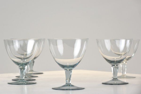 Burgundy Glasses By Wilhelm Wagenfeld For Vlg Weisswasser, Germany, 1937, Set Of 8 photo buy
