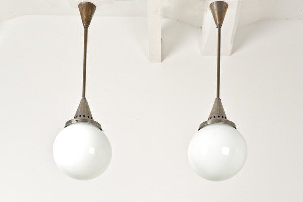 Sphere Lights In Frosted Glass, Germany, 1928, Set Of 2 photo Lighting