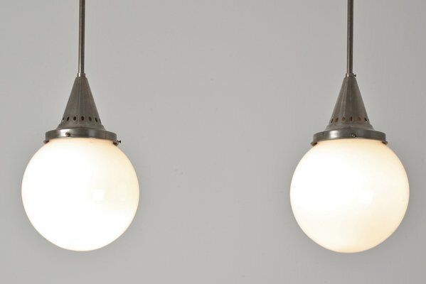 Sphere Lights In Frosted Glass, Germany, 1928, Set Of 2 photo vintage