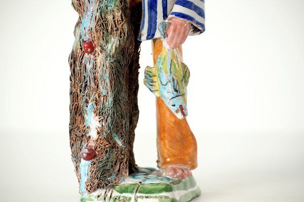 Sicilian Ceramic Fisherman Figure, 1955 photo vintage