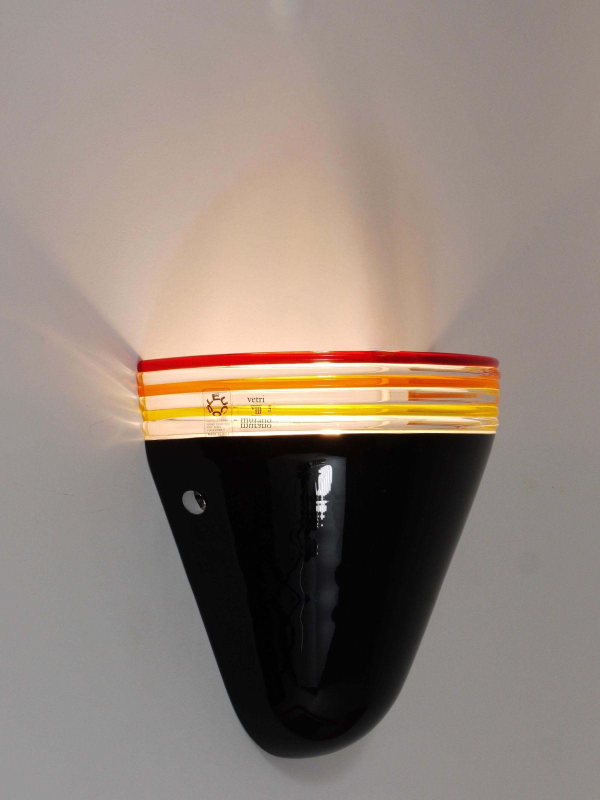 Roberto Pamio Febo Wall Lamp Sconce, Black Murano Glass, Leucos, Italy, 1980s photo furniture