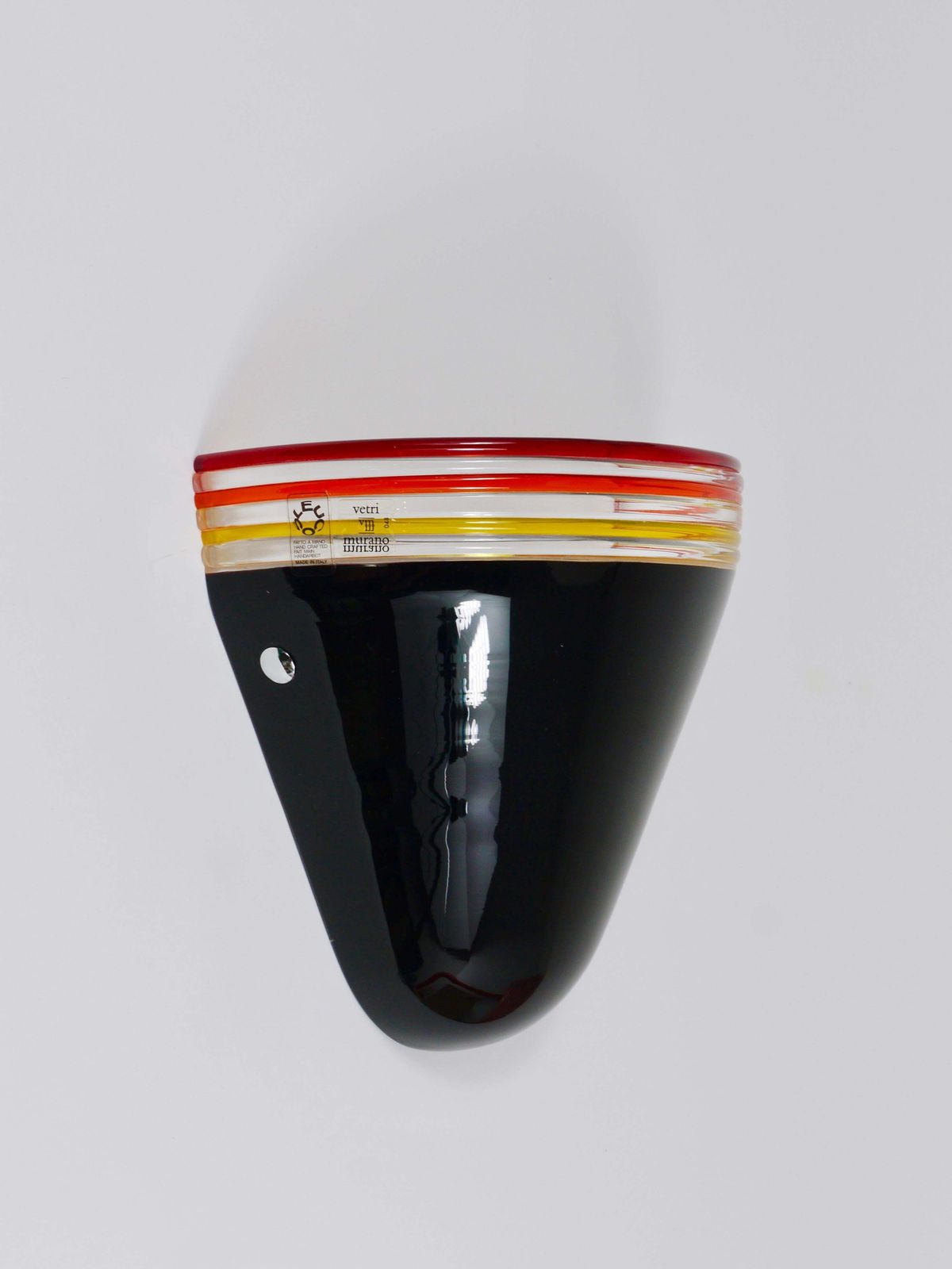Roberto Pamio Febo Wall Lamp Sconce, Black Murano Glass, Leucos, Italy, 1980s photo for sale