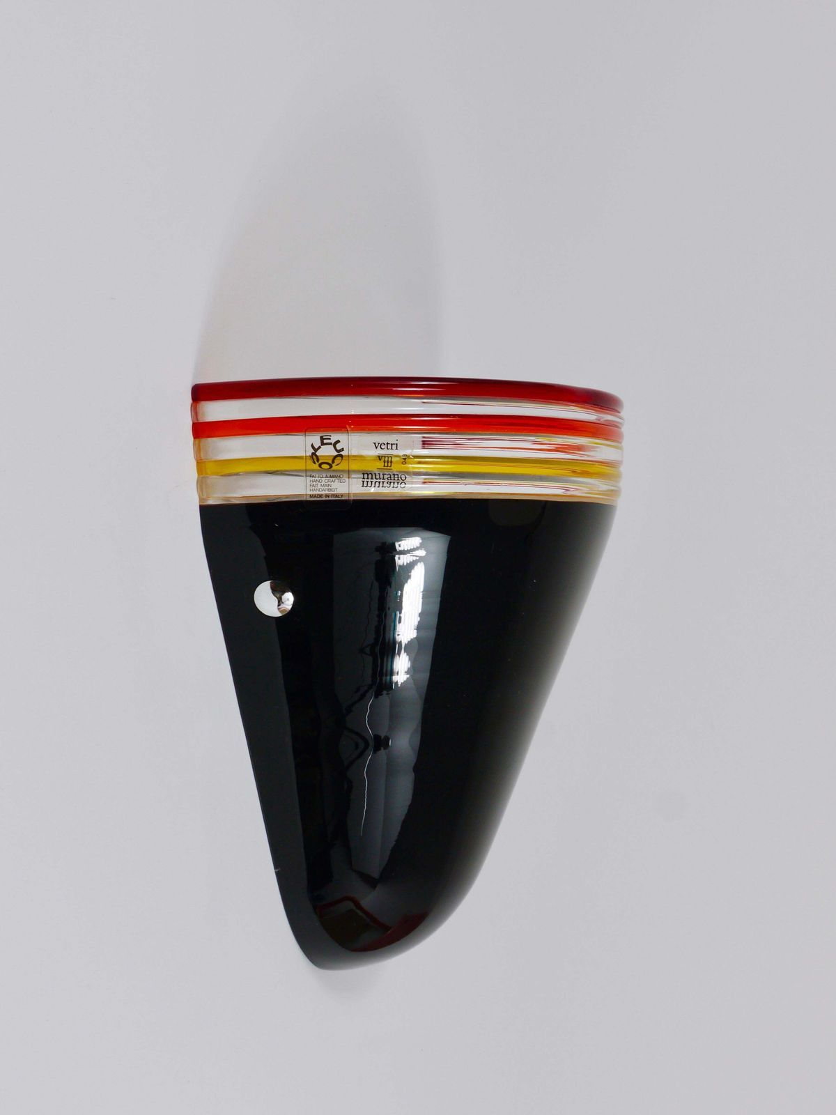 Lighting Roberto Pamio Febo Wall Lamp Sconce, Black Murano Glass, Leucos, Italy, 1980s photo