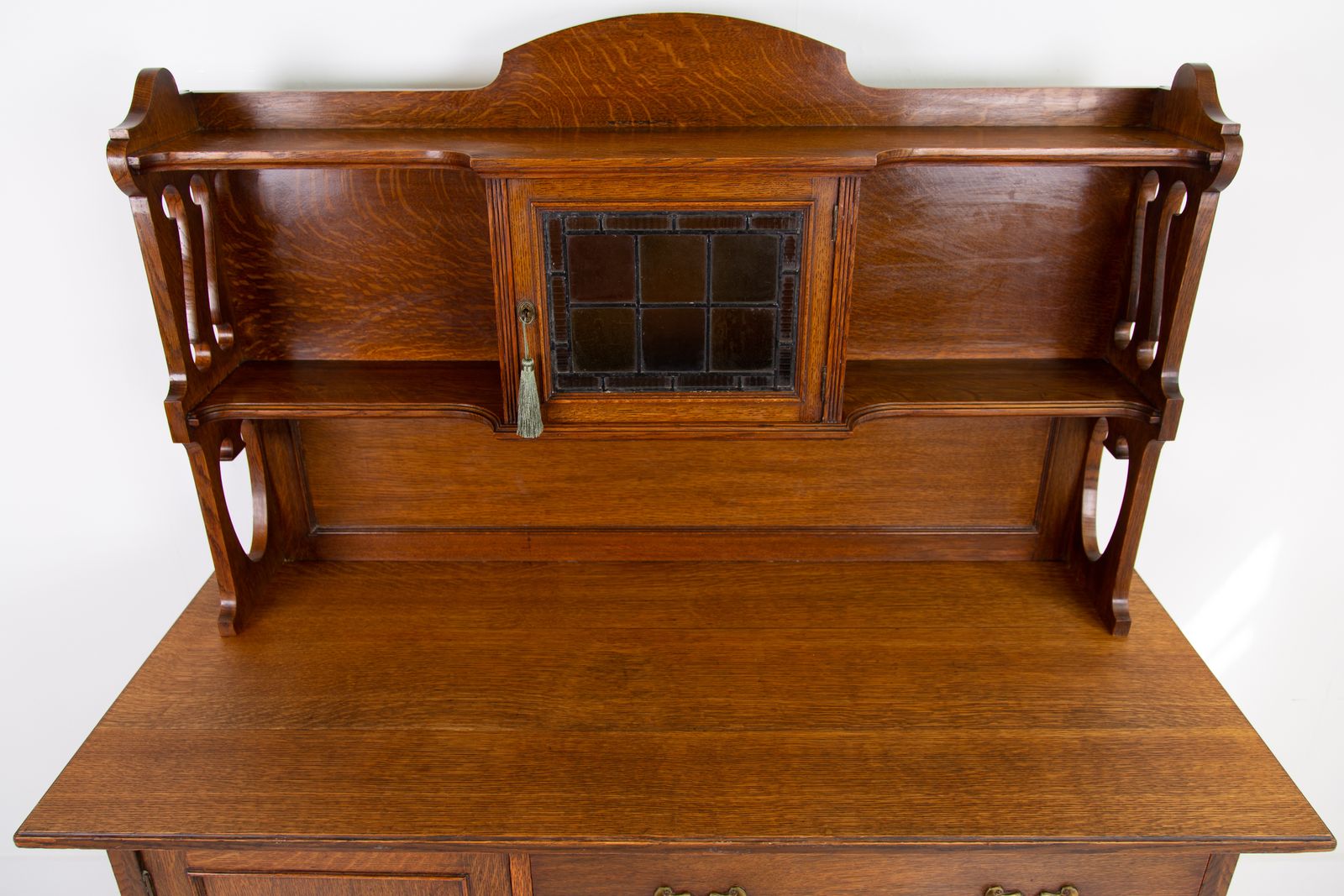 English Arts And Crafts Oak Cabinet 1910 photo vintage
