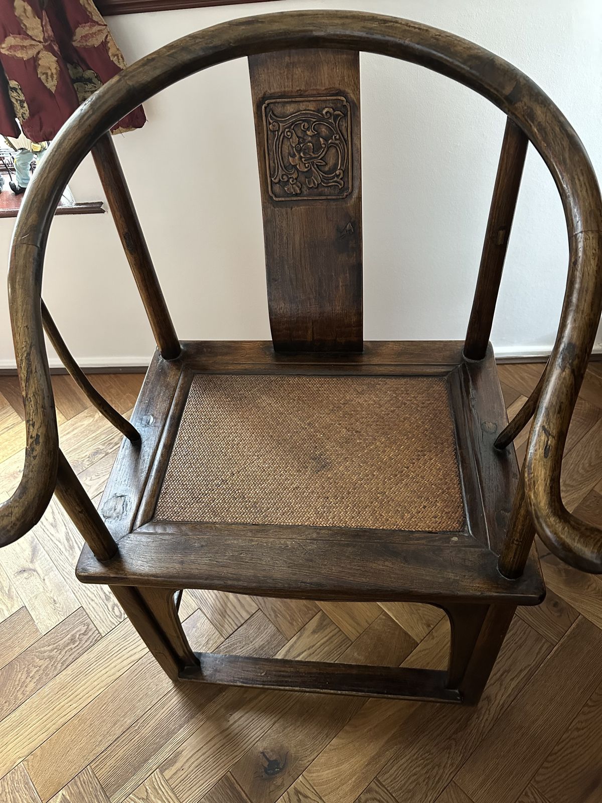 Chinese Ming Style Horseshoe Back Hardwood Chair. photo for sale