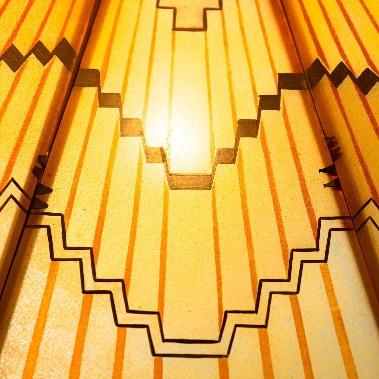 Art Deco Amsterdam School Painted Glass Copper Pendant Lamp, The Netherlands, 1930s photo vinterior