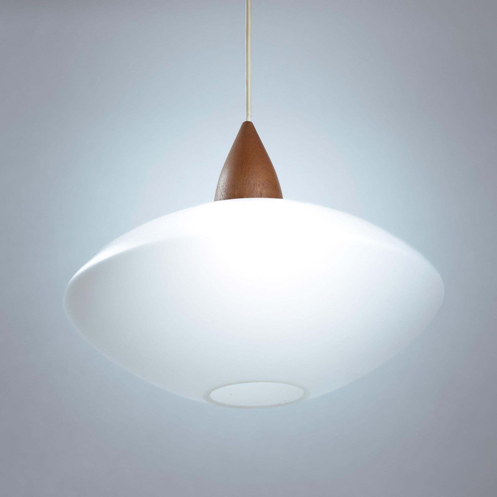 White Opaline Teak Pedant Uno & östen Kristiansson photo 785.0