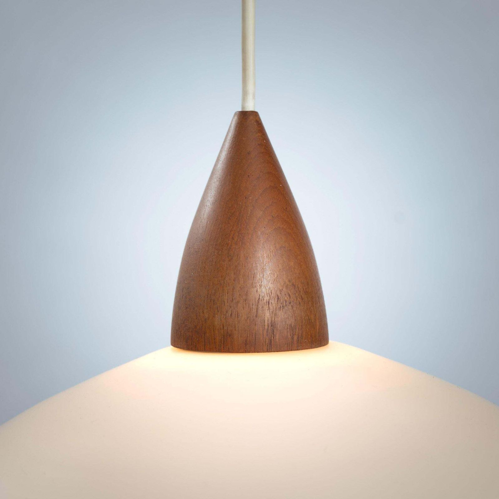 White Opaline Teak Pedant Uno & östen Kristiansson photo vinterior