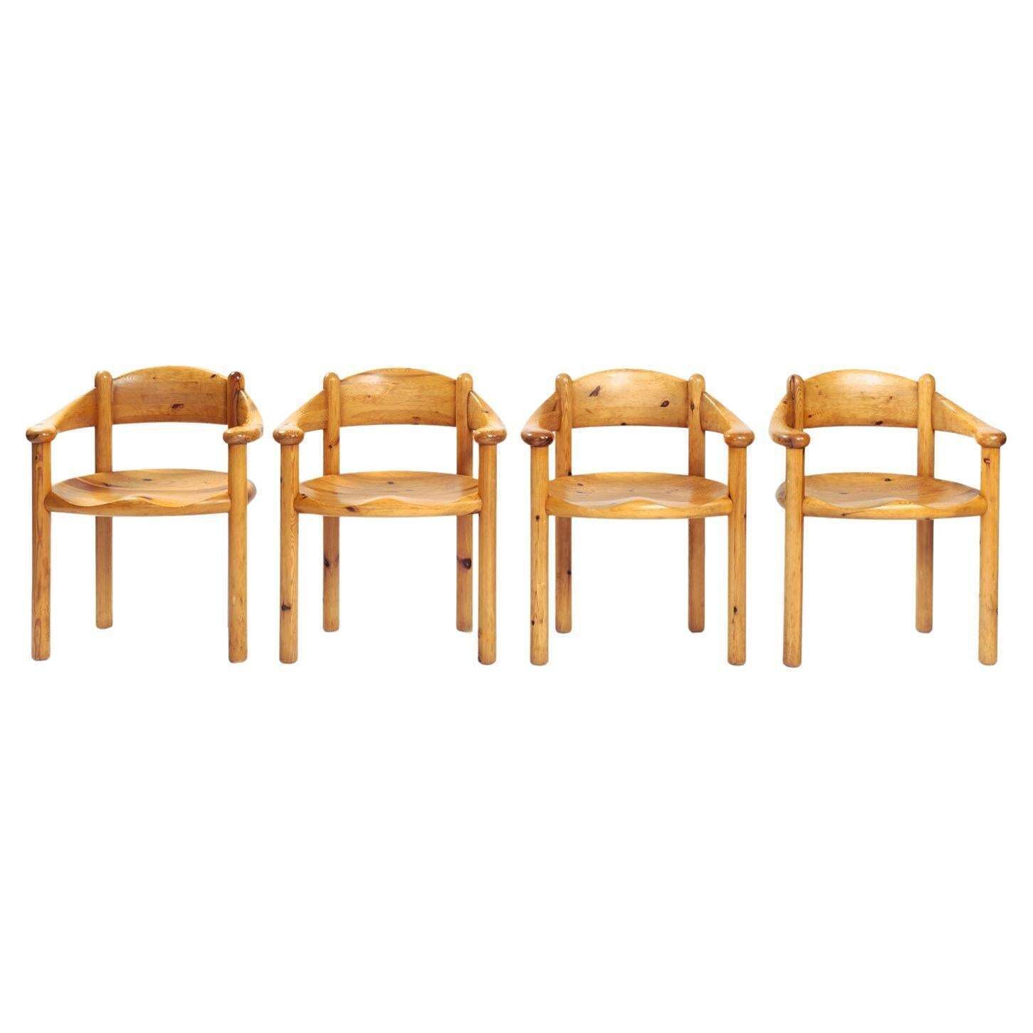 Rainer Daumiller Pine Carver Dining Chairs For Hirtshals Sawmill, Denmark, Set Of 4