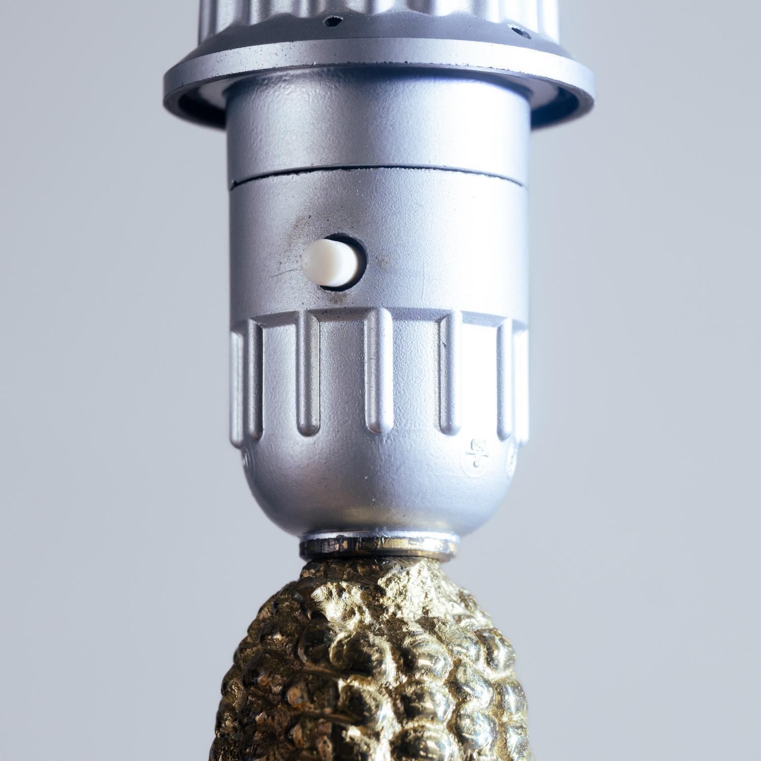 Maison Charles Attr. Brass, Bronze And Travertine Table Light, France, 1960s photo vintage