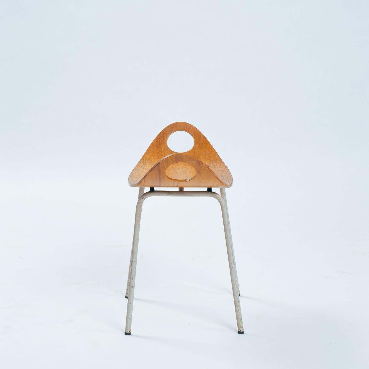 Modernist Olof Kettunen Chair And Stool For Merivaara In Plywood, Finland 1950s photo vinterior