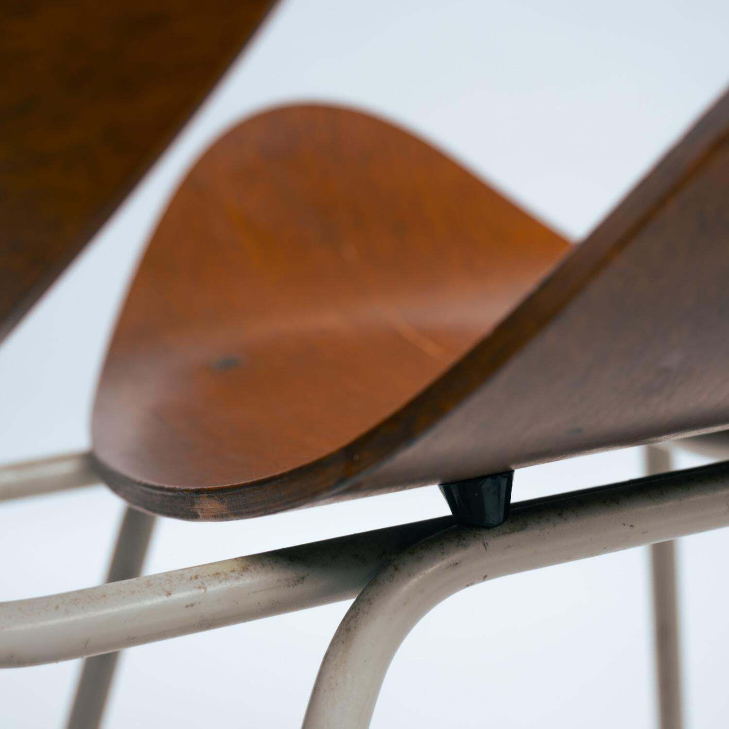 Furniture Modernist Olof Kettunen Chair And Stool For Merivaara In Plywood, Finland 1950s photo