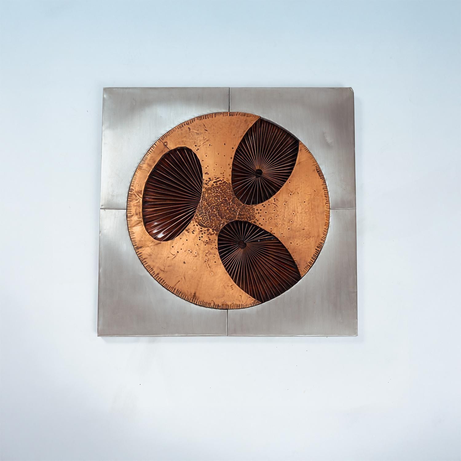 Brutalist Midcentury Modern Metal Copper Artwork By Sammy Tsui, 1970s photo furniture