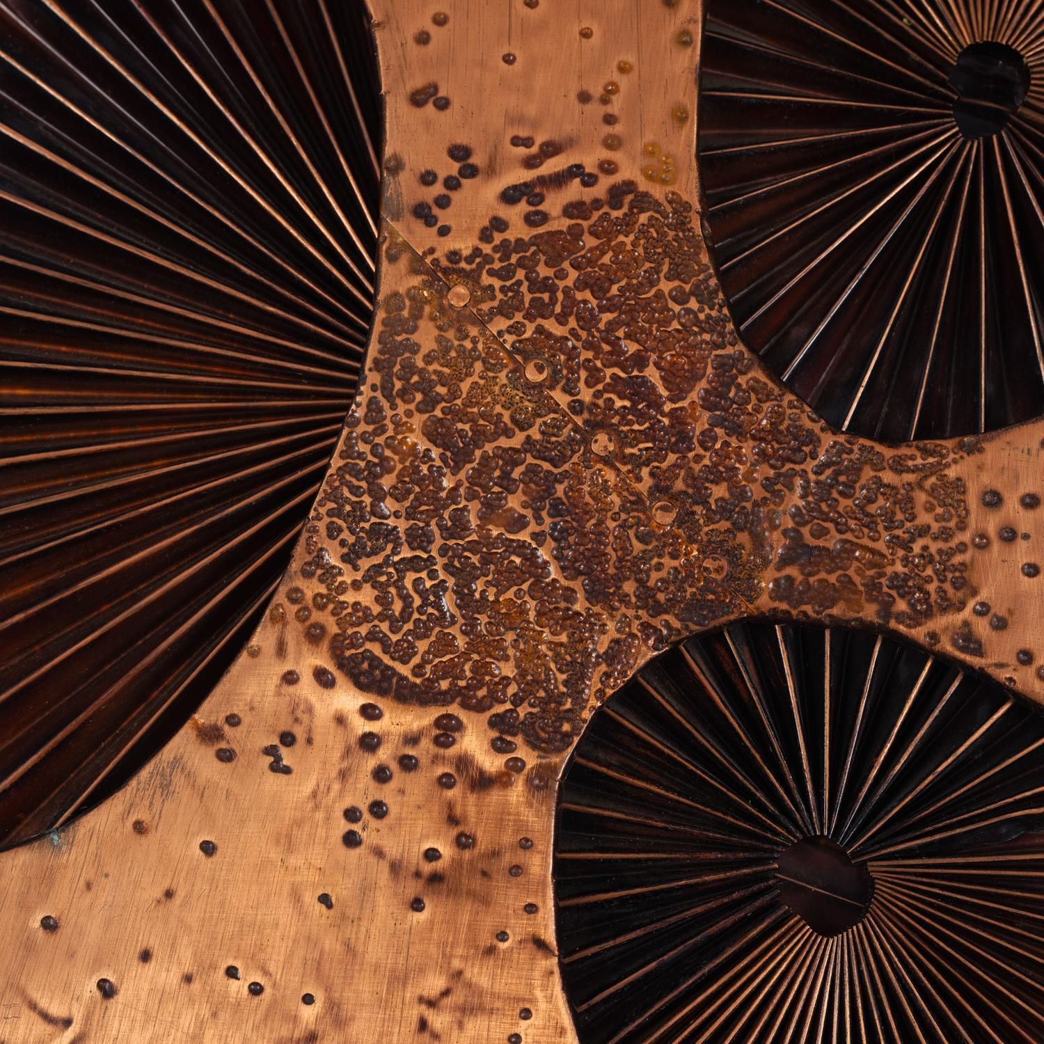 photo vinterior Brutalist Midcentury Modern Metal Copper Artwork By Sammy Tsui, 1970s
