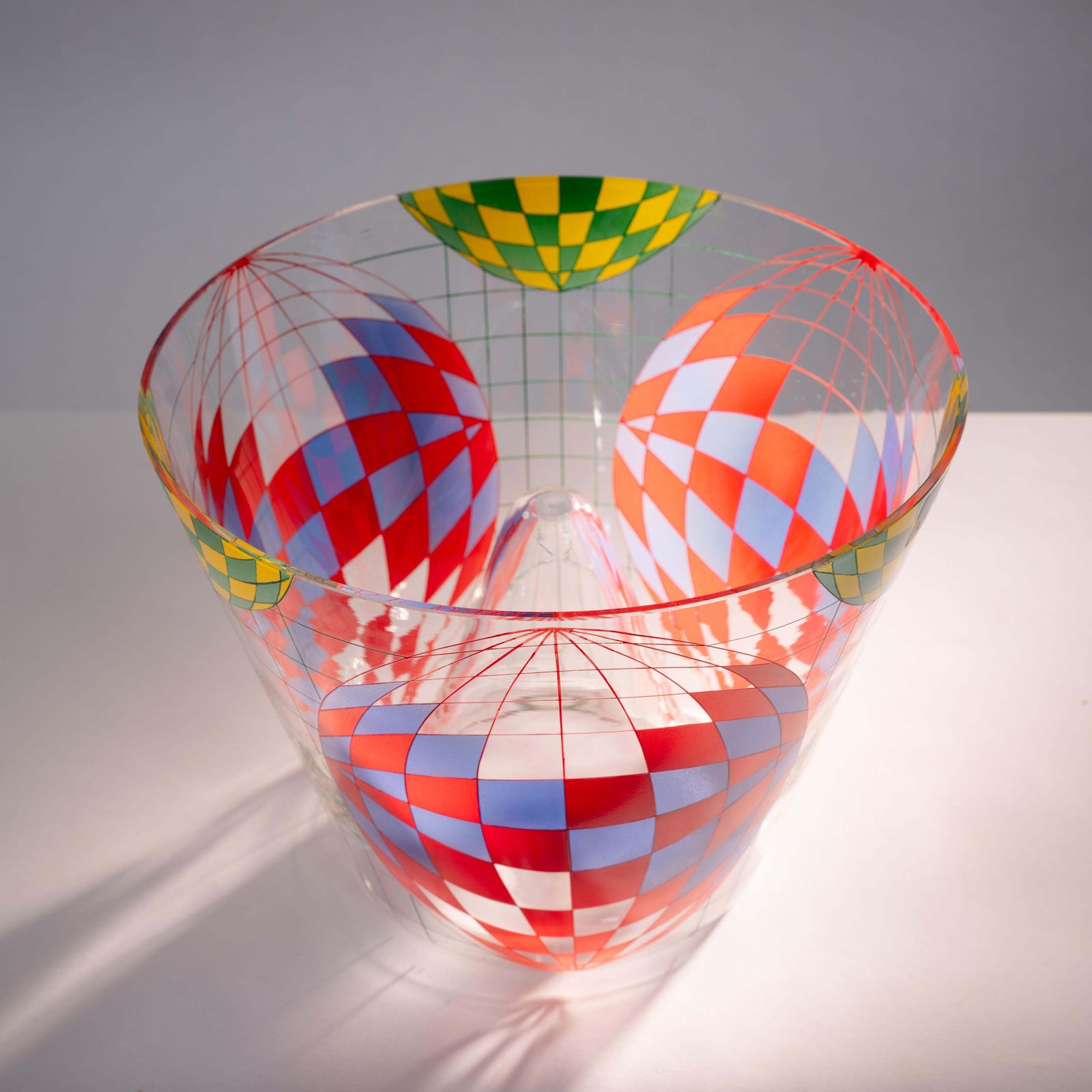 392.0 Vaserely Inspired Kamenicky Senov Thomas Hora Glass Vase Malovana, Chech, 1999 photo