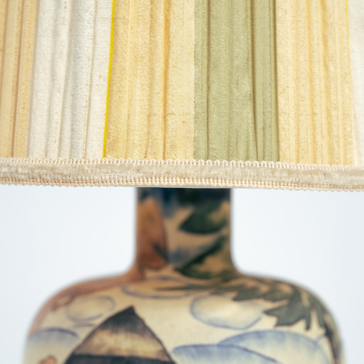 Handpainted Art Nouveau Table Lamp By Großherzoglichen Keramik Manufaktur, 1930s photo vinterior