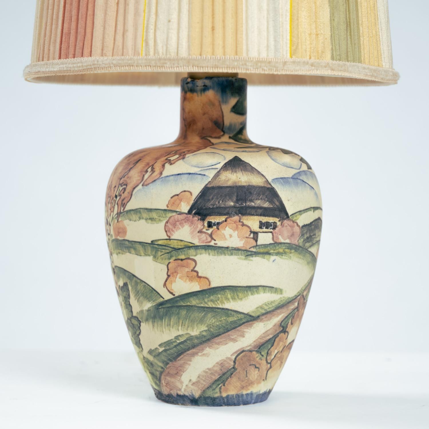 photo furniture Handpainted Art Nouveau Table Lamp By Großherzoglichen Keramik Manufaktur, 1930s