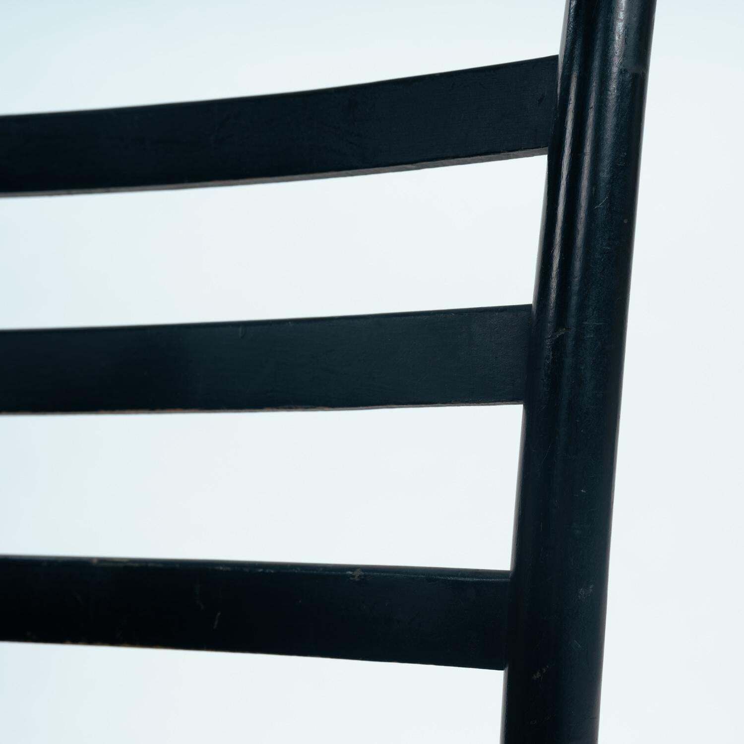 photo for sale Chiavari Italian Gio Ponti Style Ebonised Straw Highback Chair, 1950s
