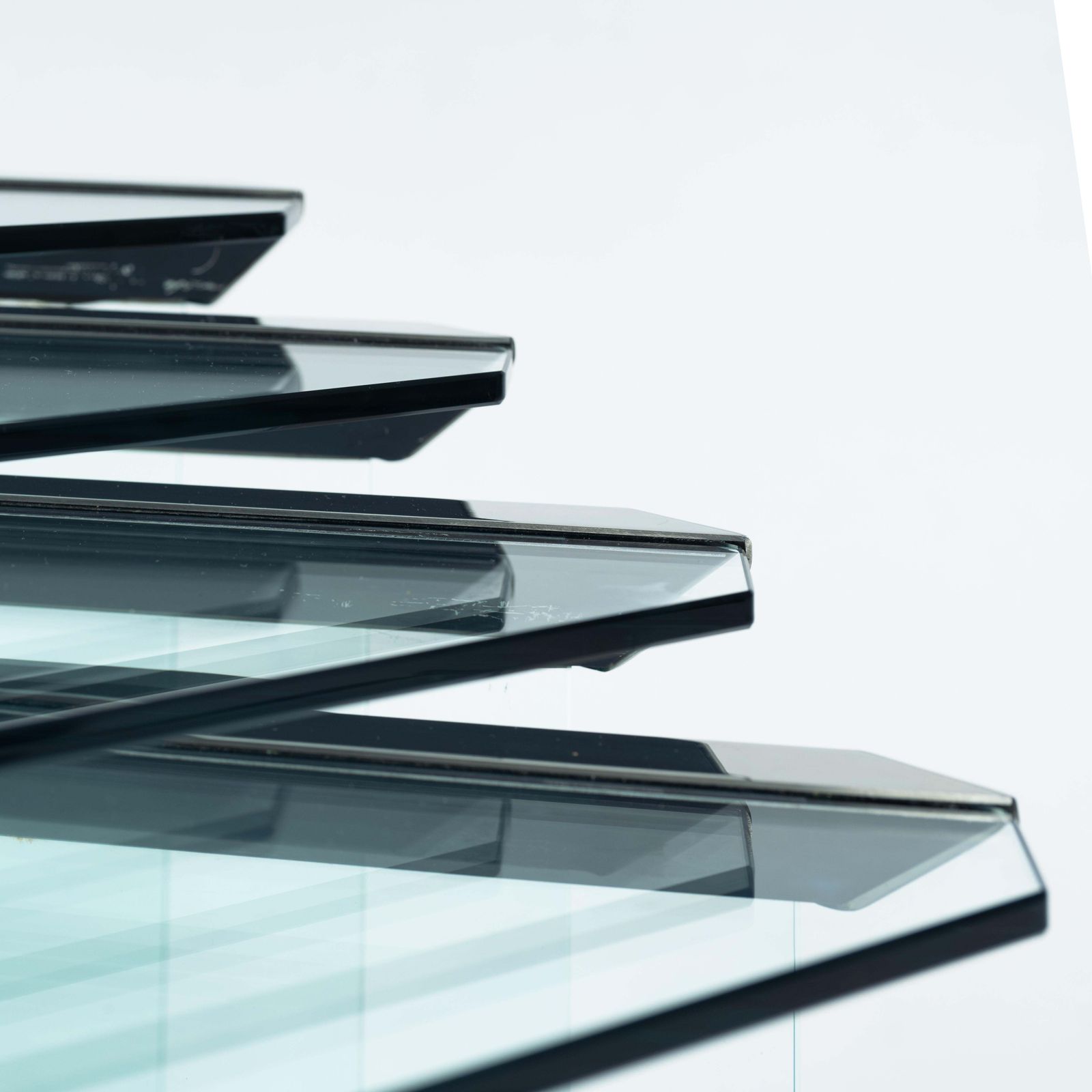 photo buy Pierangelo Galotti Modern Nesting Tables In Chrome & Glass, Italy 1970s