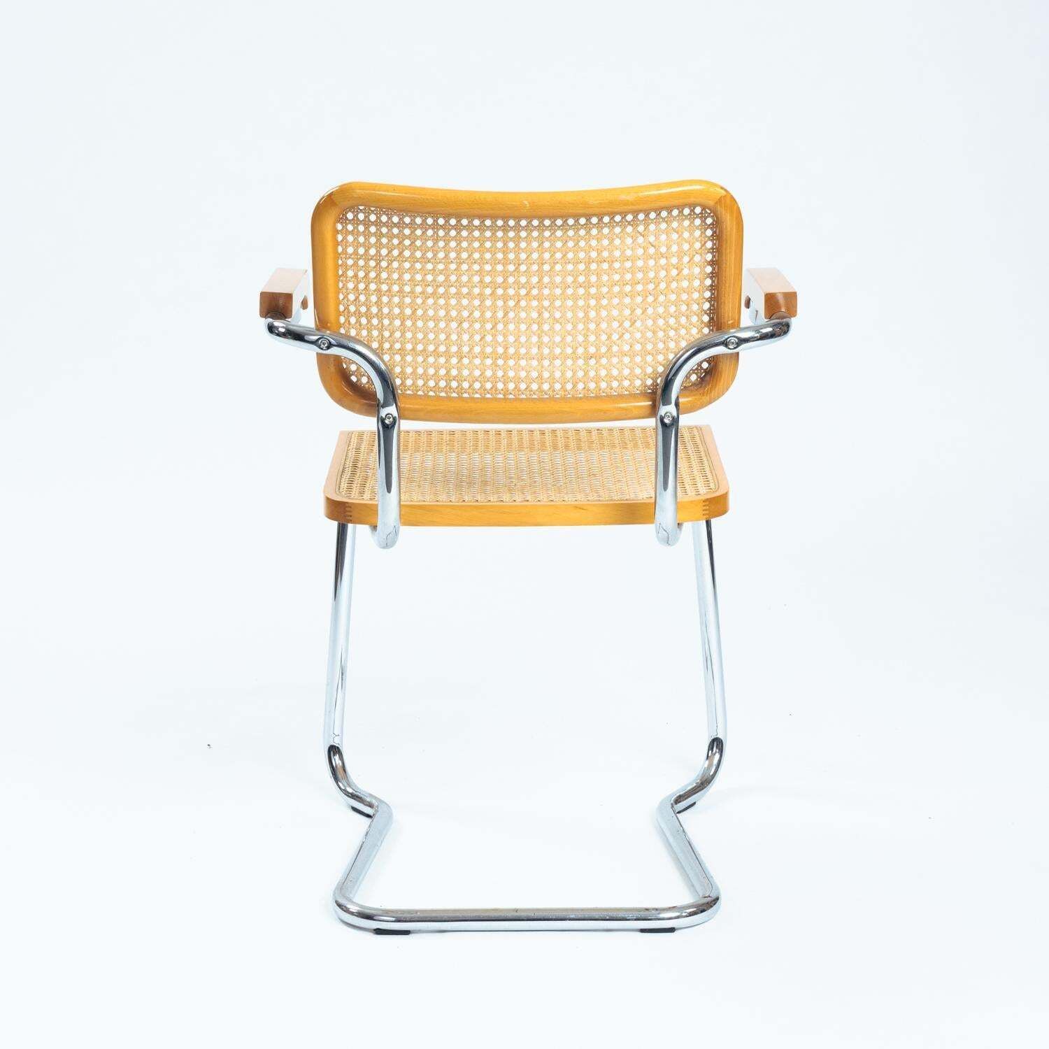 Cesca B64 Bauhaus Wicker Chairs, In The Style Of Marcel Breuer, Stackable, 4 photo vinterior