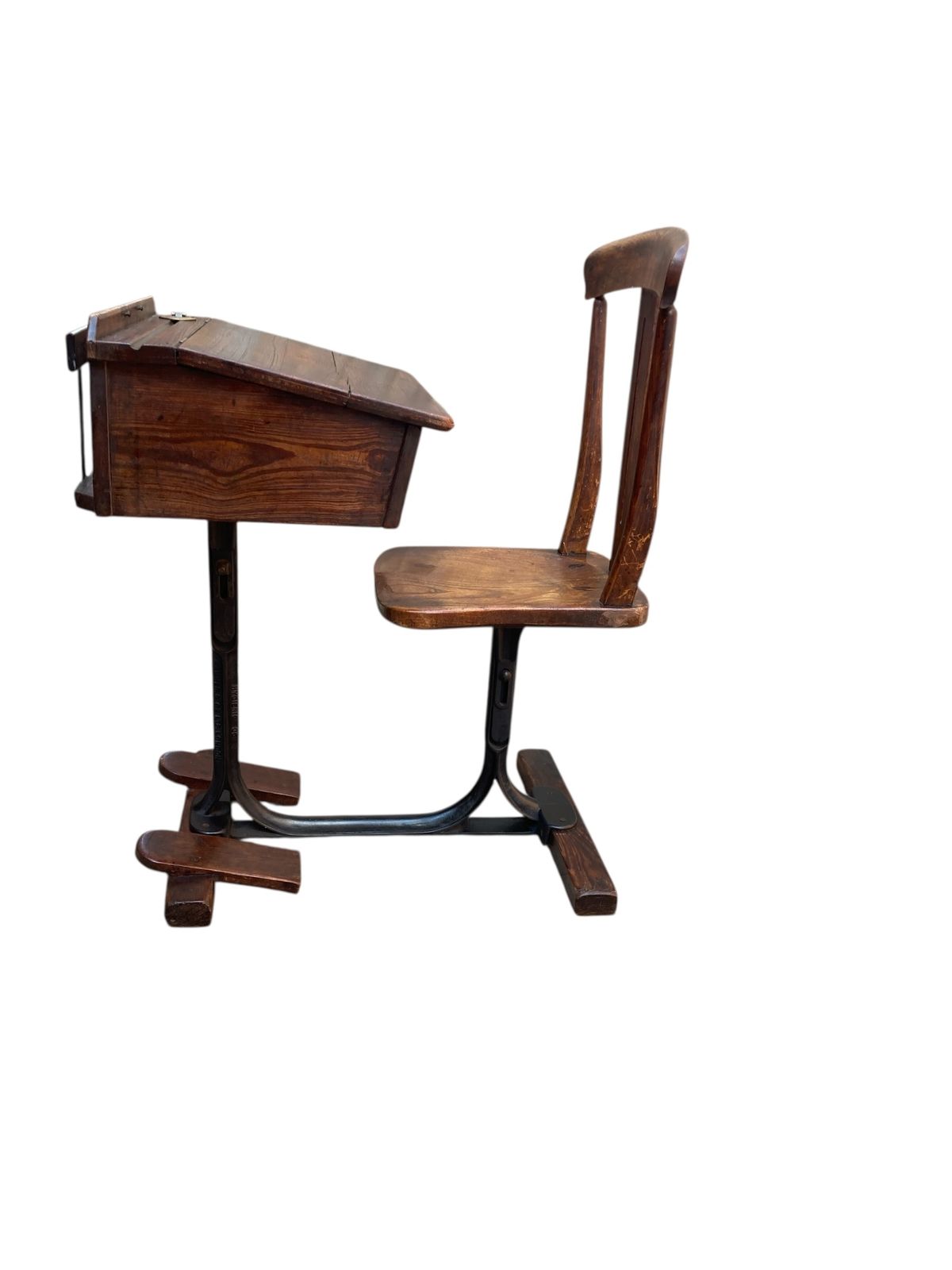 Vintage 1950's Oak Combined School Desk And Chair "George M Hammer & Co London" photo vinterior