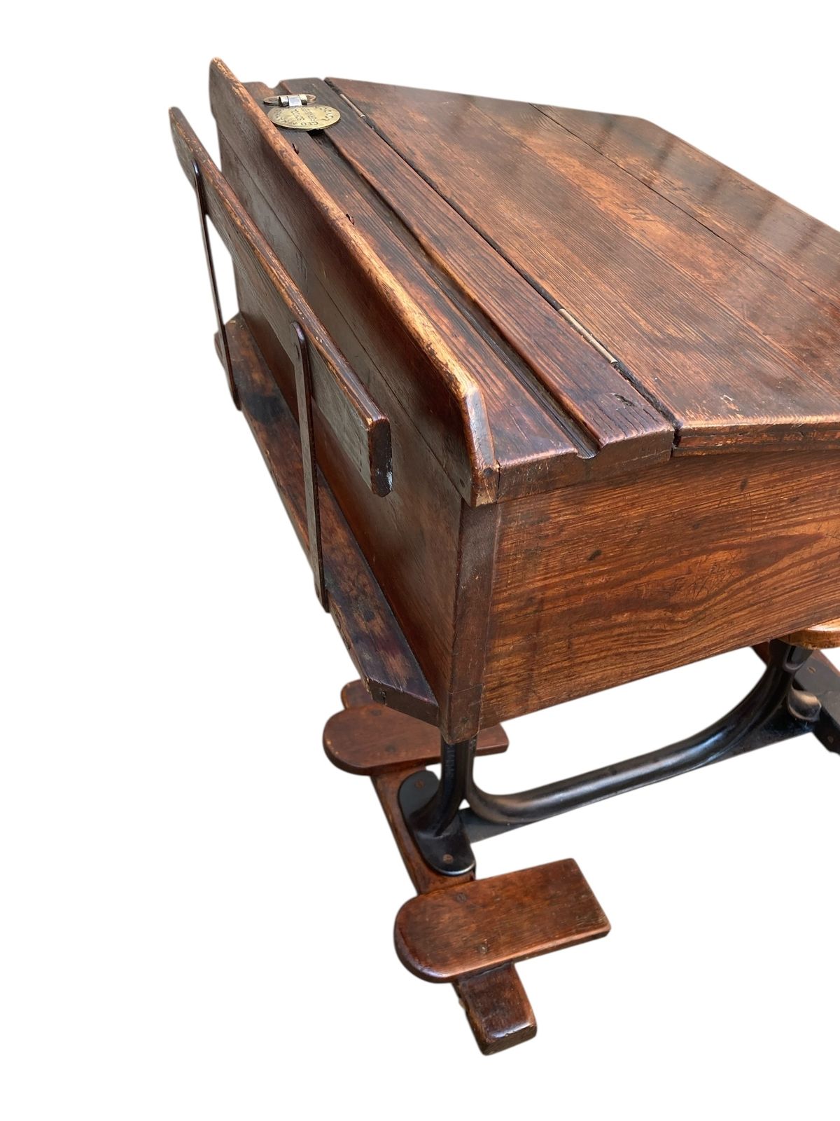 photo buy Vintage 1950's Oak Combined School Desk And Chair "George M Hammer & Co London"