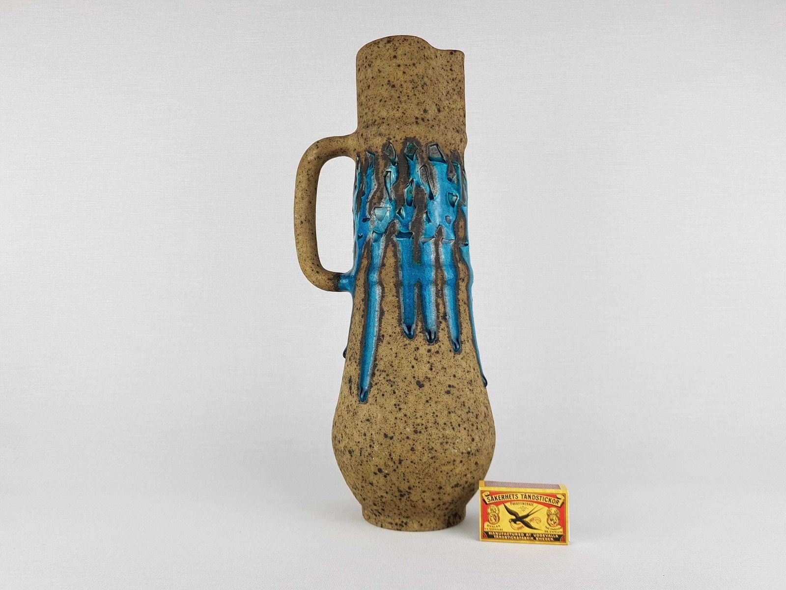 Rare Vintage éva Bod Jug Vase – Turquoise Blue Hungarian Ceramic Art – Mid Century Modern 1960 70 photo furniture