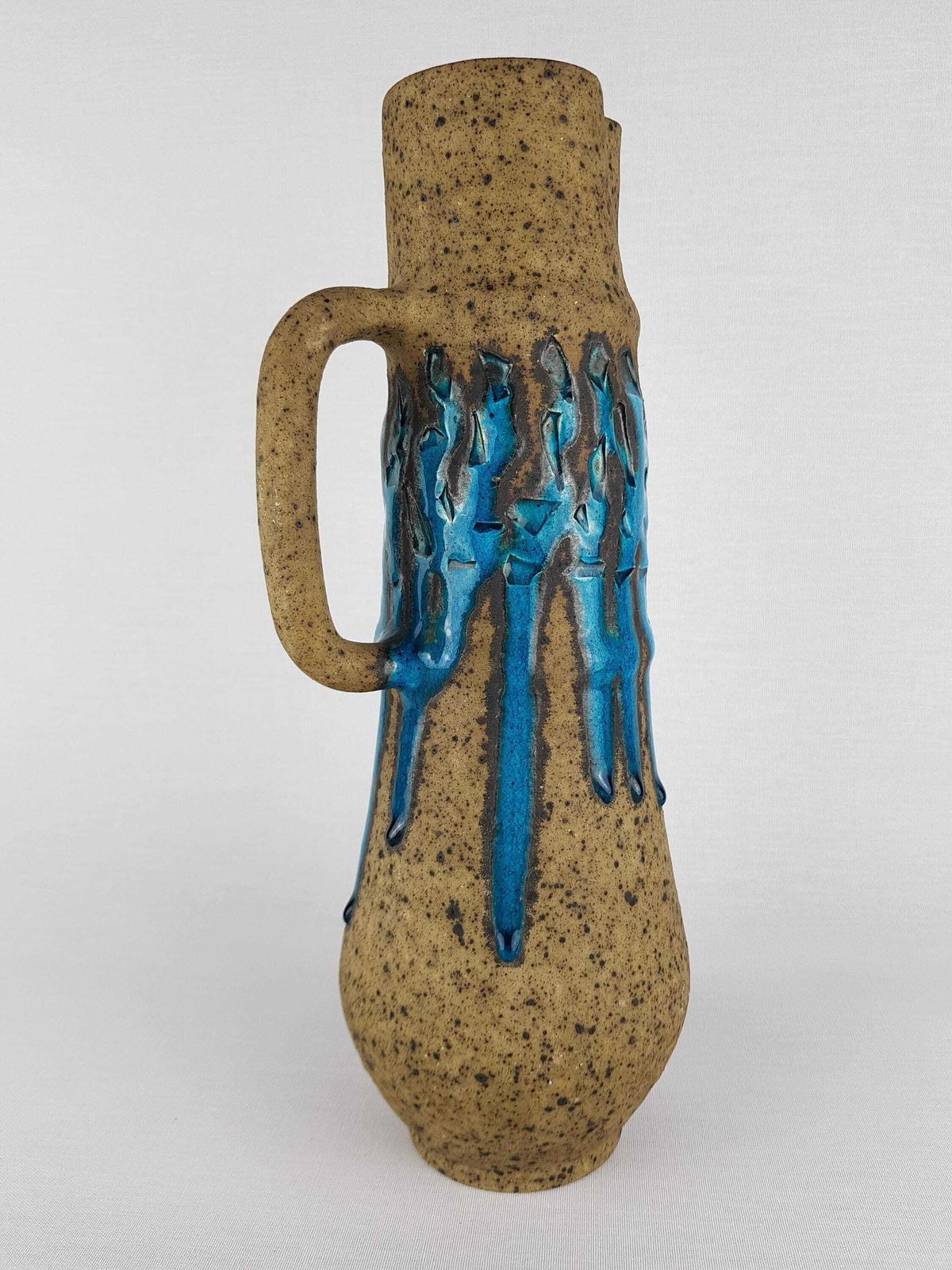 Rare Vintage éva Bod Jug Vase – Turquoise Blue Hungarian Ceramic Art – Mid Century Modern 1960 70 photo for sale