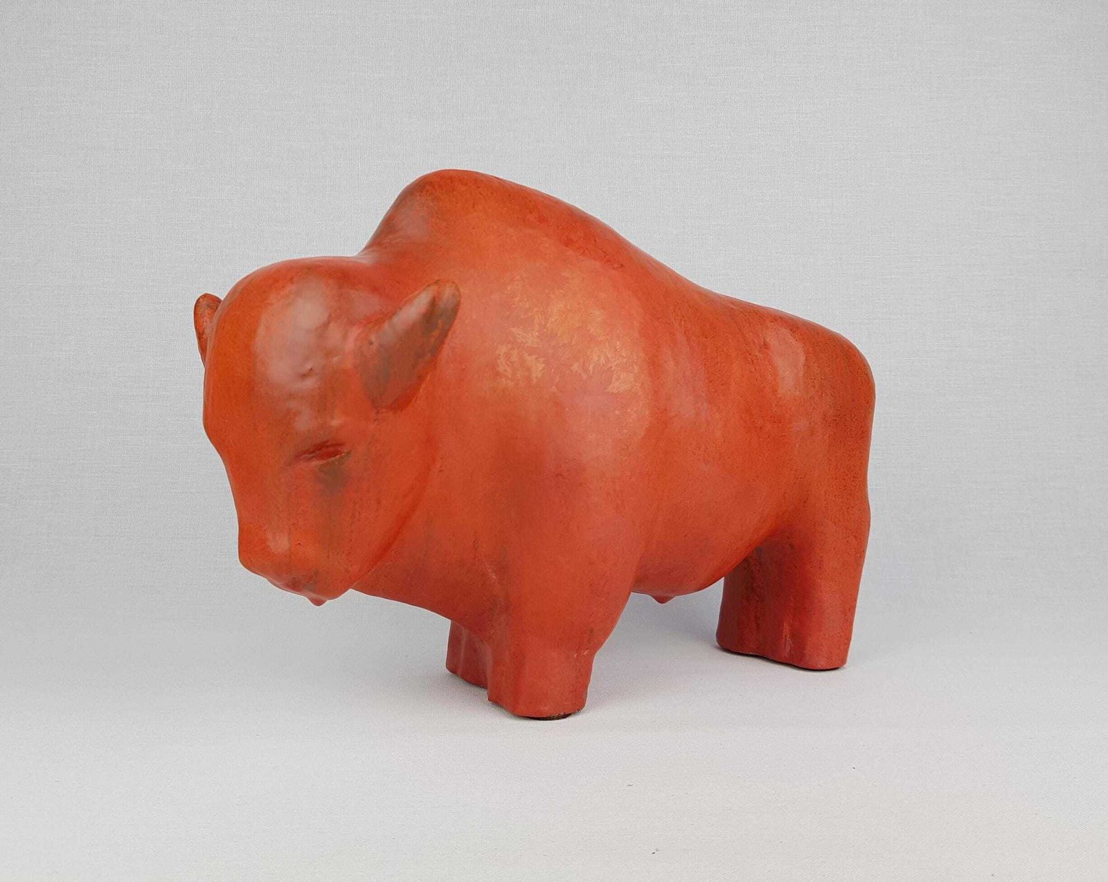 Xl Vintage Ruscha Keramik Bull With Vulkano Decor West German Pottery 1960s By Kurt Tschörnera
