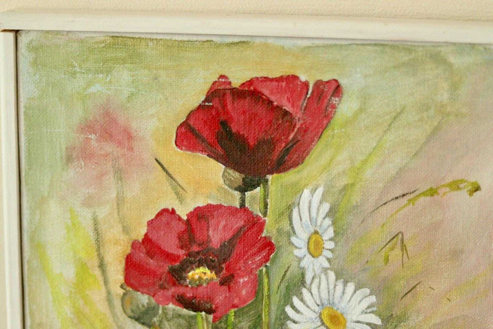 Mid 20th Century Still Life Oil On Canvas – Floral Painting – Signed – Vintage & Framed, 26 X 26 Cm / 10.2 X 10.2 In photo vintage