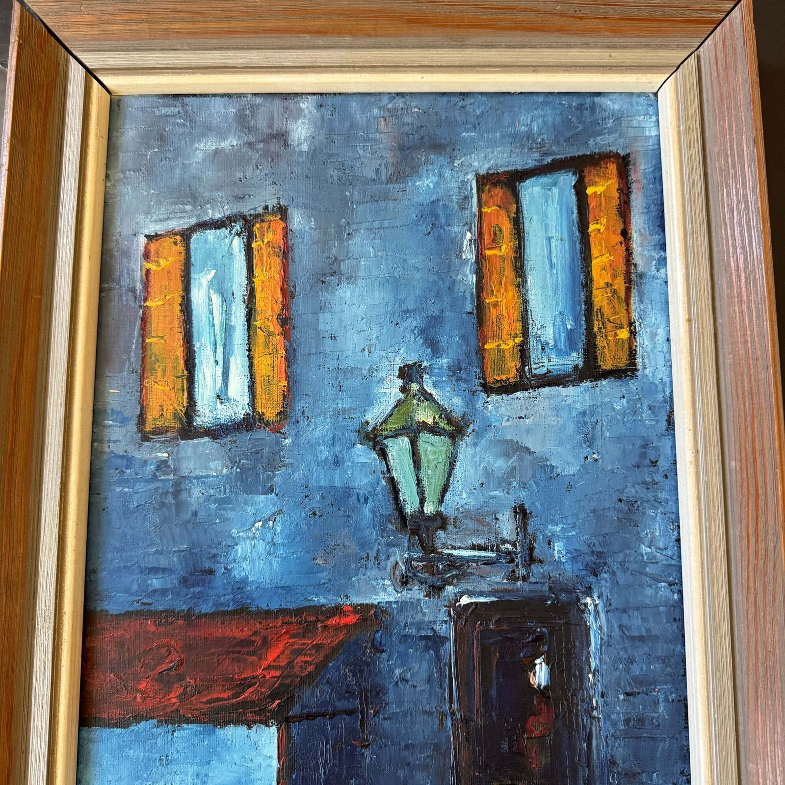 Streetlight Stories. Vintage Swedish Oil Painting. photo furniture