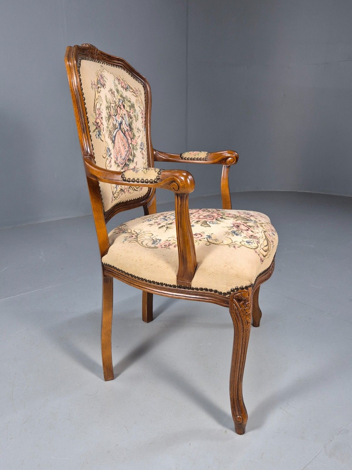 photo furniture Vintage Rococo Armchair French Style Danish Made Floral 1960s Retro Eb9638 Vcar
