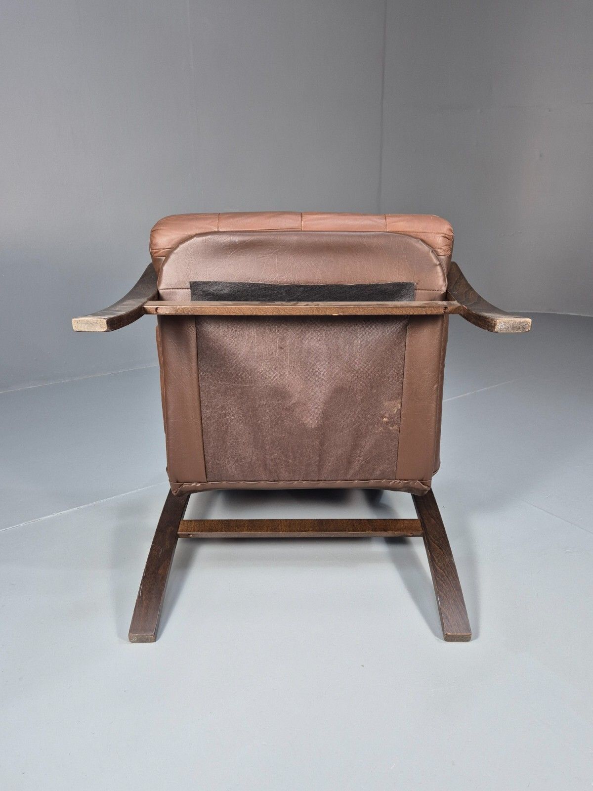 Vintage Danish Bentwood Lounge Chair Brown Leather Buttoned 1970s Eb9486 Mben photo vintage