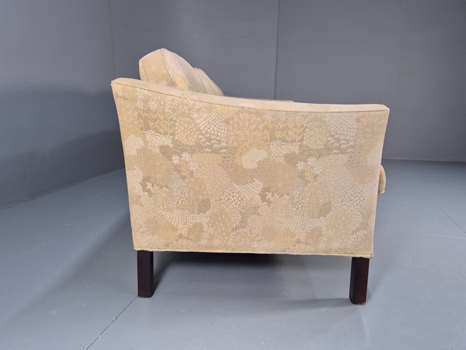 photo buy Vintage Danish 3 Seat Sofa Mid Century Shape Floral Cream Cotton 70s Eb9579 M3ss