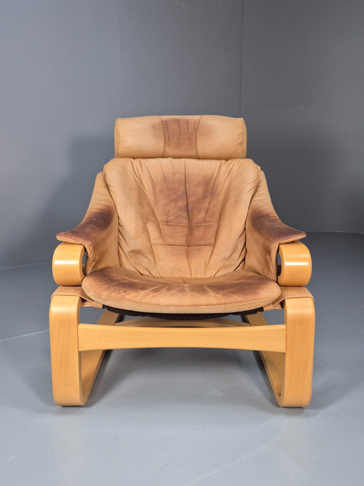 Vintage Danish Skippers Bentwood And Leather Apollo Lounge Chair  Eb9245 Mben photo for sale
