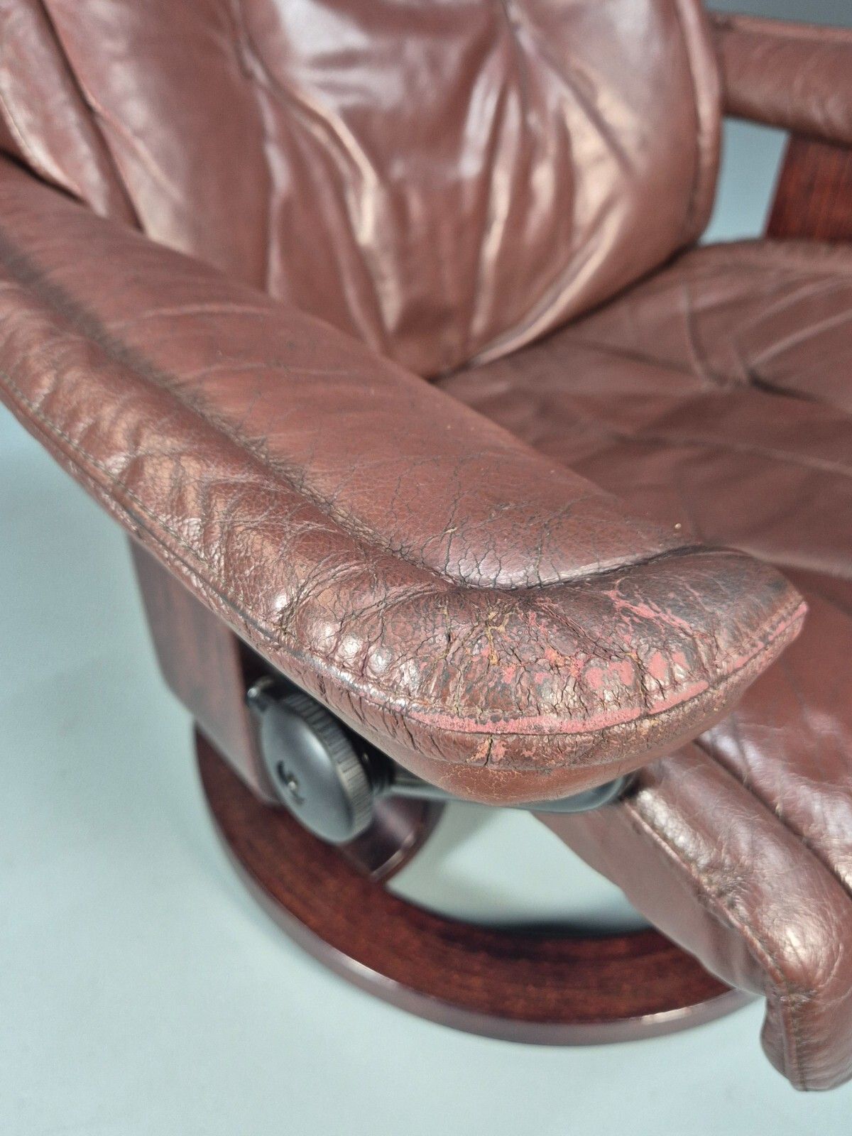 Brown Leather Ekorness Stressless Swivel Reclining Chair Vintage Eb9279 Mswi photo buy