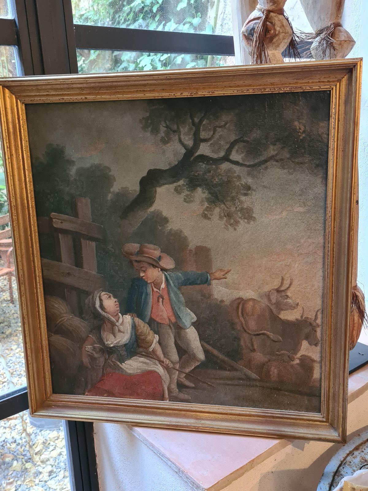 photo buy Rococo Pastoral Landscape, Figures, Oxen And Sheep Circle Of Saverio Della Gatta