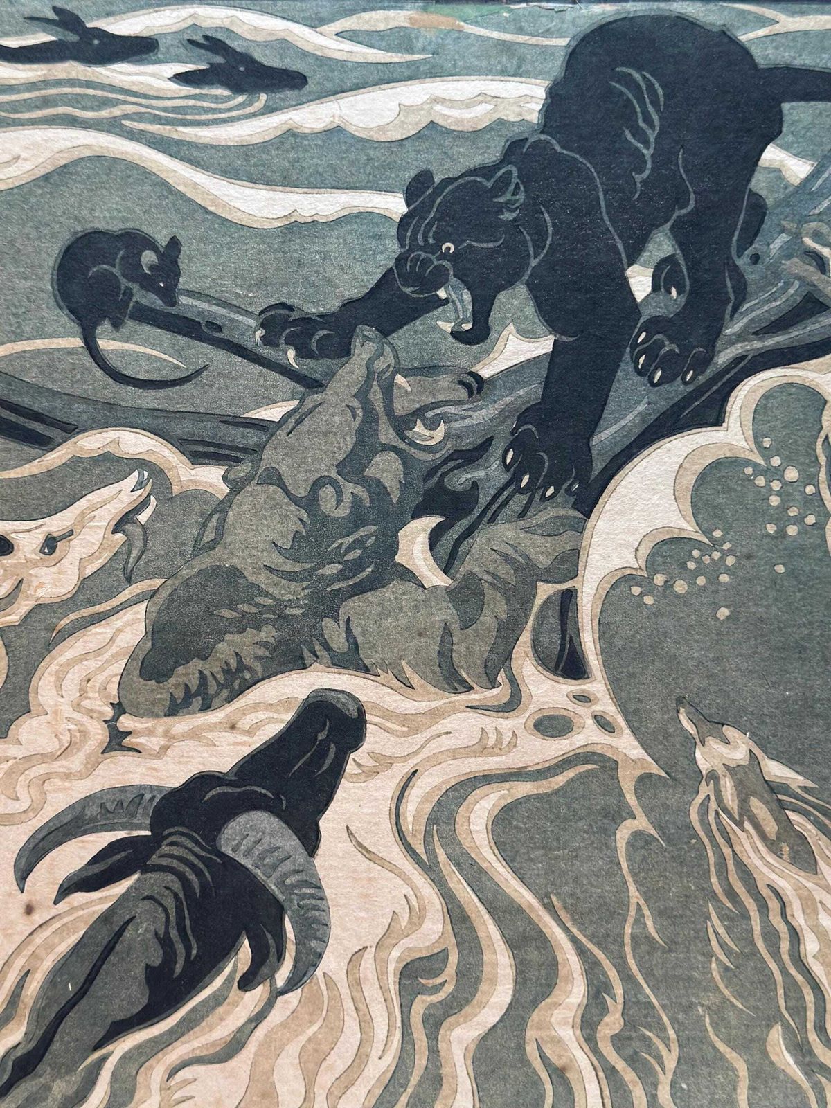 Norbertine Bresslern Roth 1891 1978 Woodcut Signed In Pencil Signature And Handdrucke The Flood.Size Of Image 26.5 X 29.5cm photo for sale