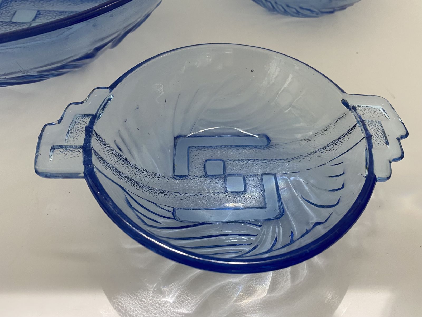 photo vinterior Art Deco, Cobalt Blue, Dessert Bowl Set By Stolle Nieman, Poland. 1930’s