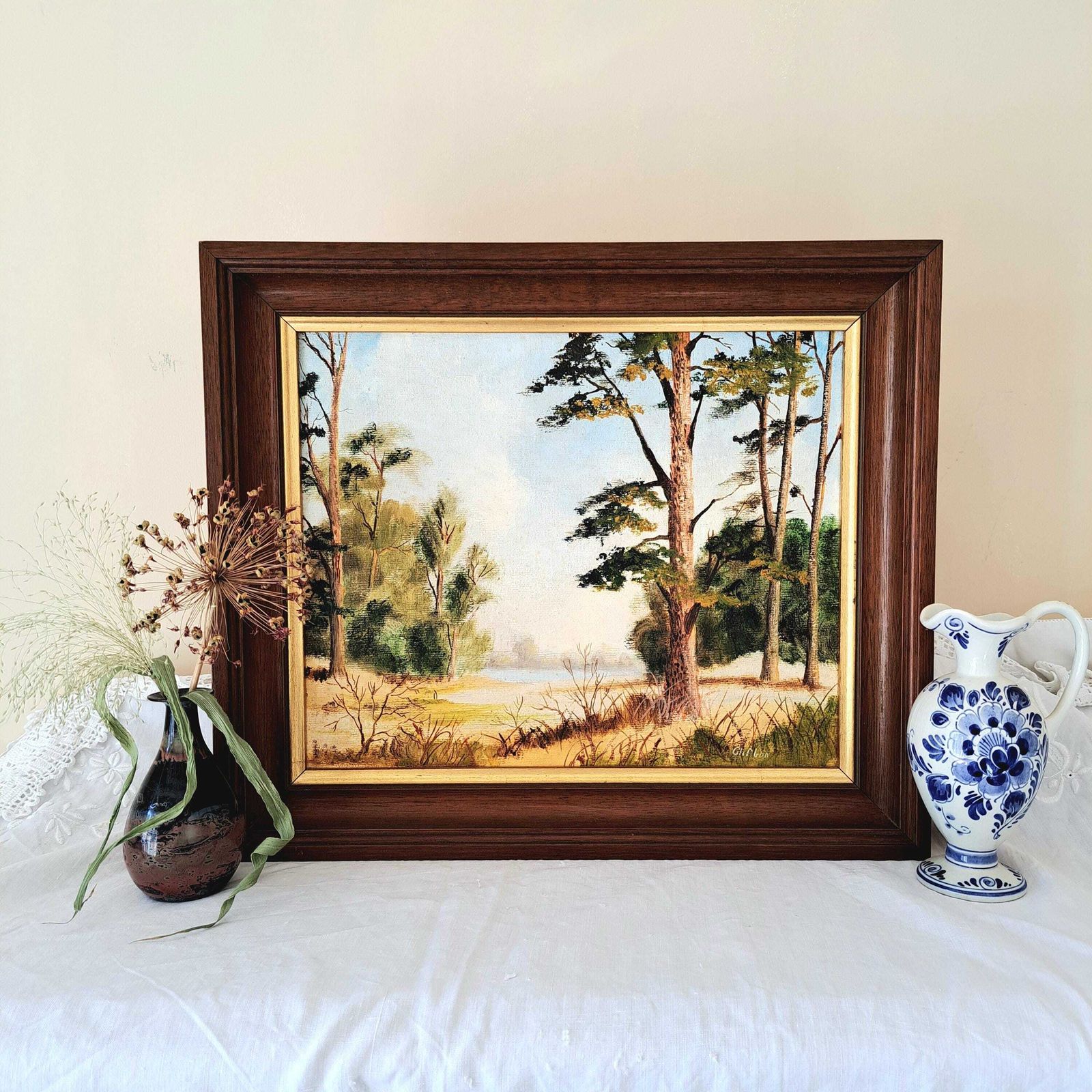 Original Painting By "Clifton"   Zhao Huxie | Signed | Framed Oil On Canvas | Summer Landscape | Vintage Art photo vintage